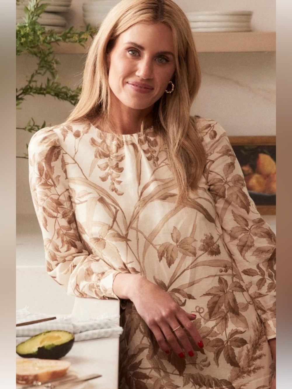 Tuckernuck NWT Cream Botanical Cotton Linen Blend Hazel Dress Size XL